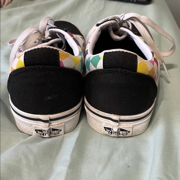 Vans Women’s Colorful Checkered Rainbow Lace-Up Sneakers Size 8.5 - Picture 6 of 10